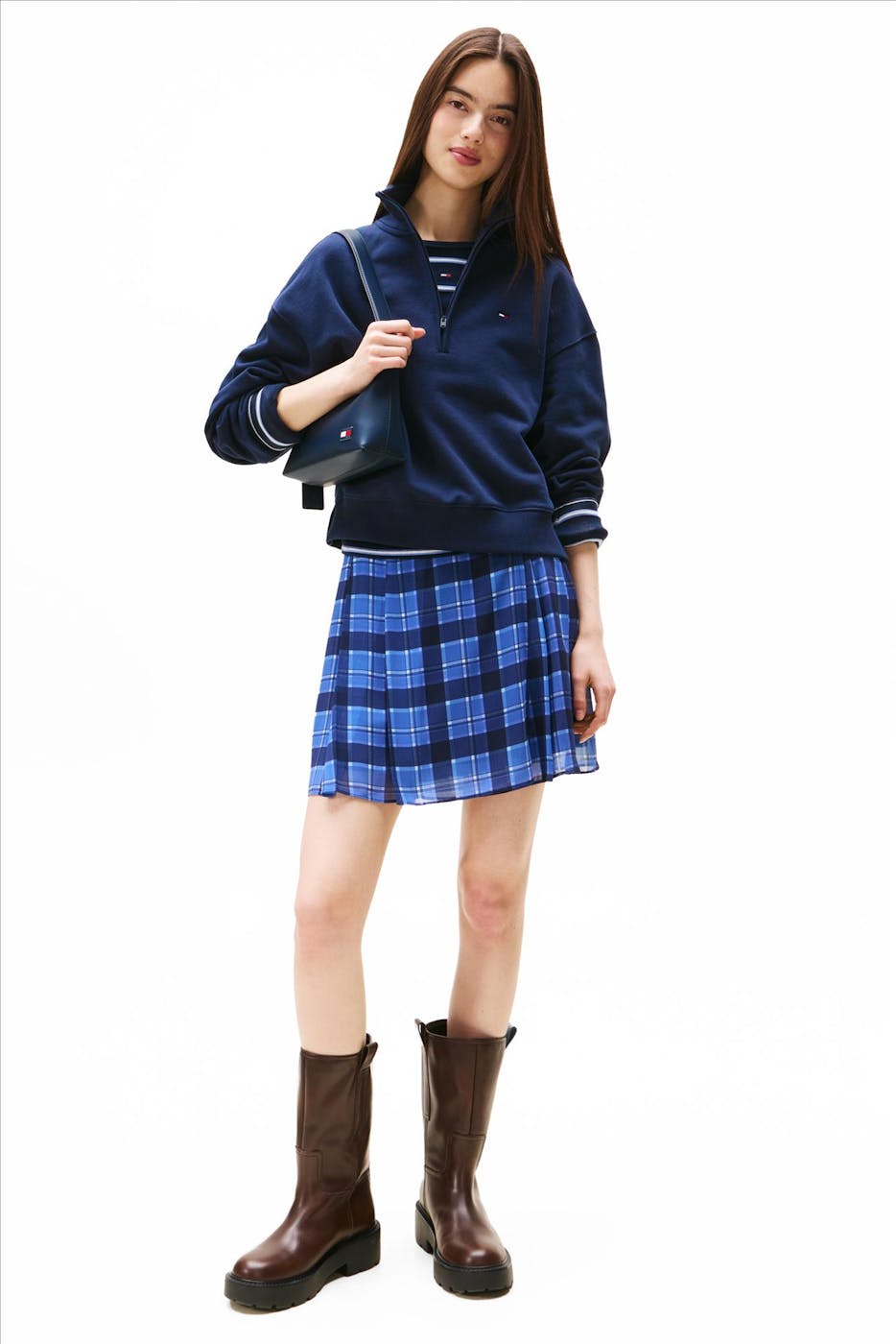 Tommy Jeans - Donkerblauwe 1/4 Zip boxy sweater