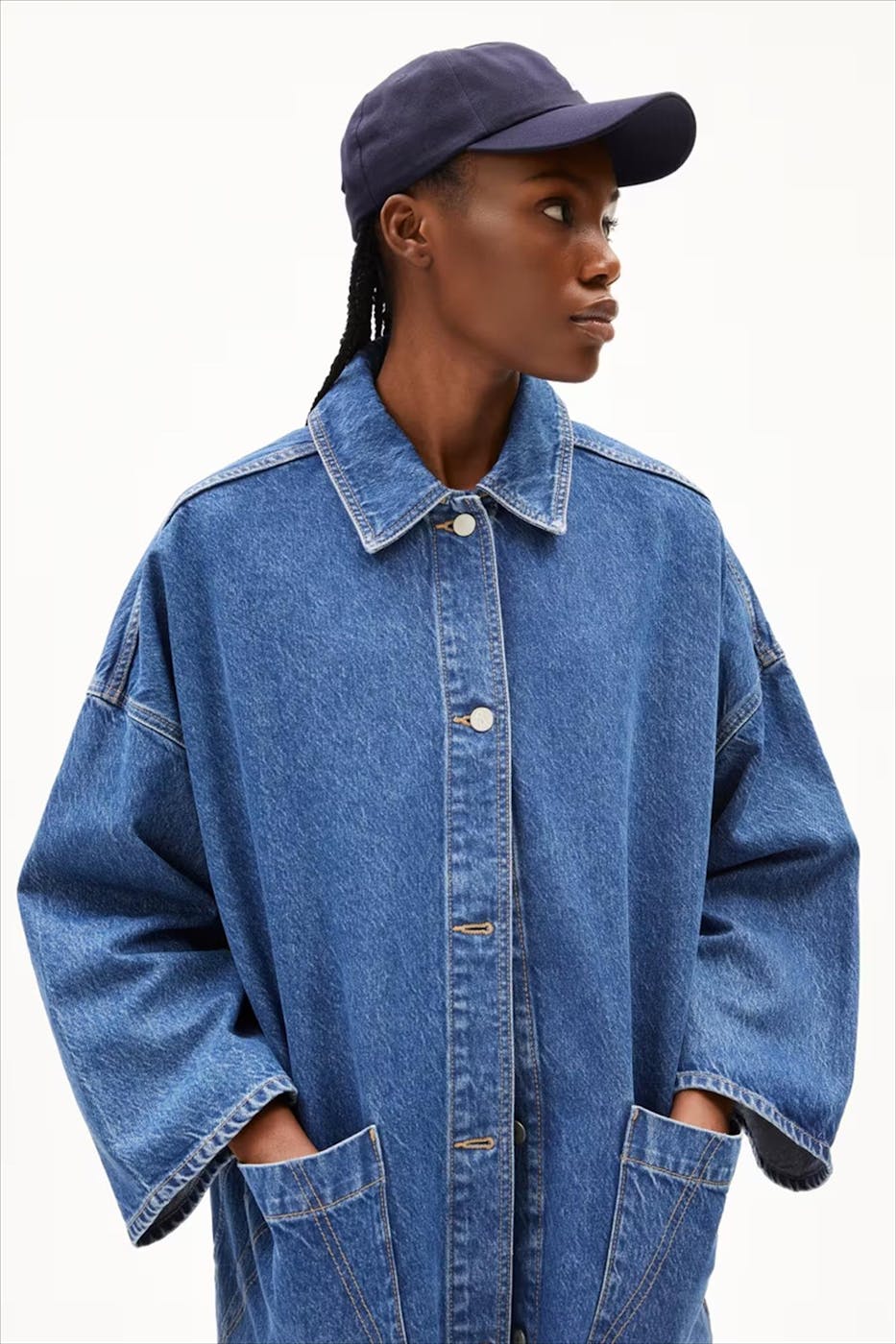 Armed Angels - Blauwe Draapy oversized jeansjas