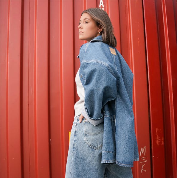 Armed Angels - Blauwe Draapy oversized jeansjas