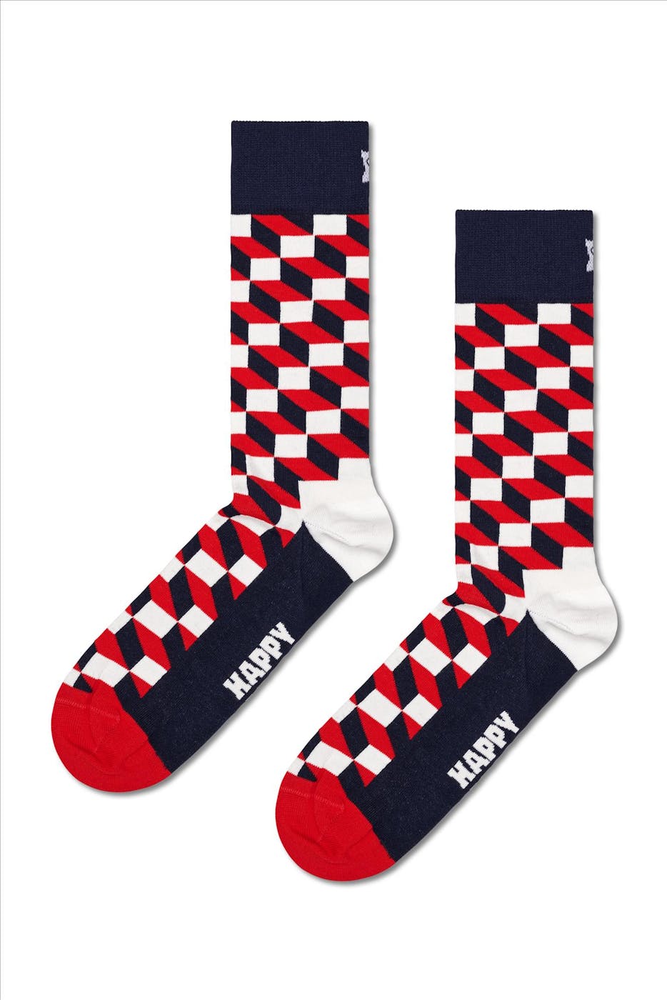Happy Socks - Ecru-blauw-rode Classic Navy Socks Gift Set 4-Pack, maat: 41-46