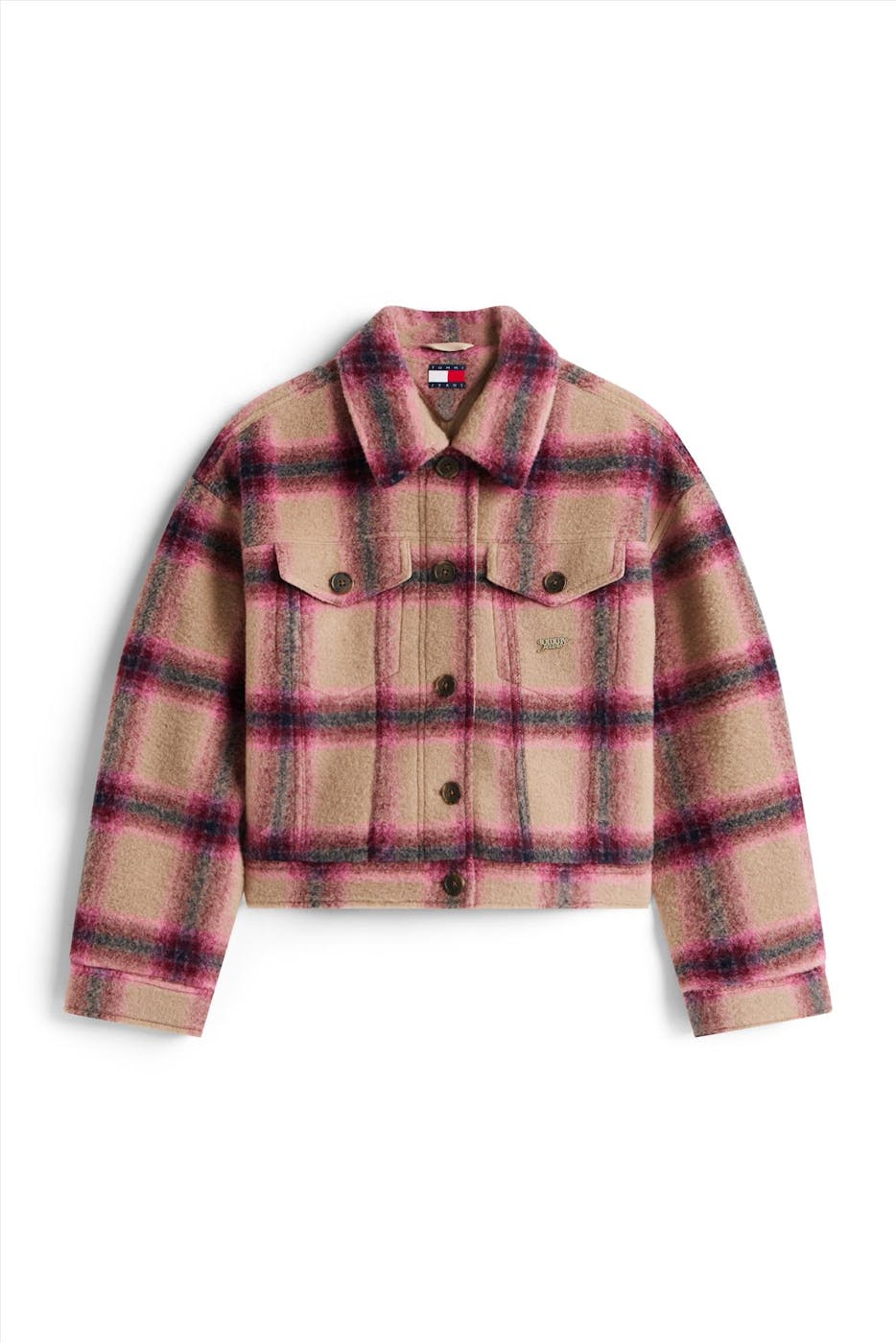 Tommy Jeans - Paars-Beige Wool Trucker jas