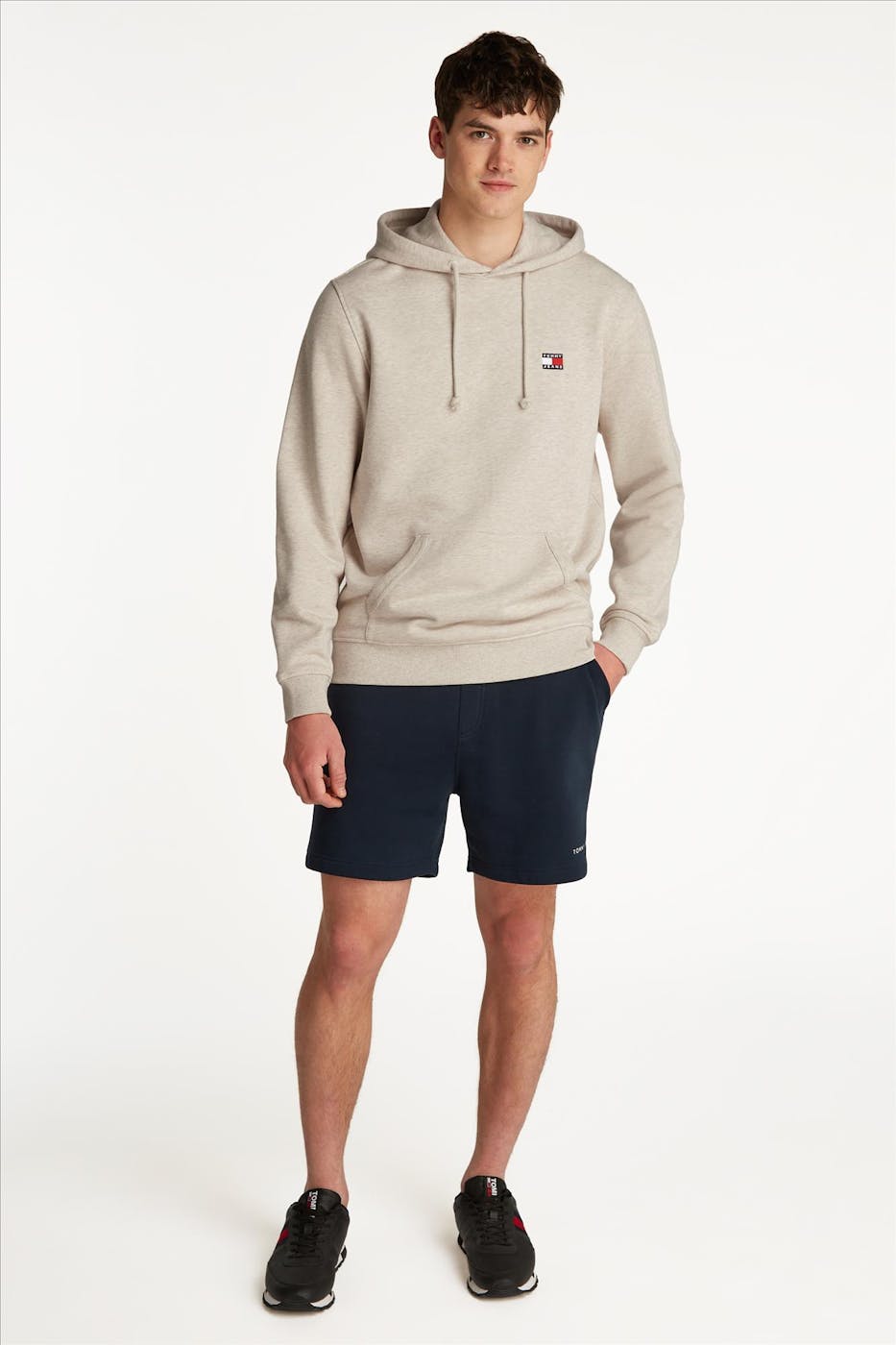 Tommy Jeans - Grijsbeige Badge hoodie