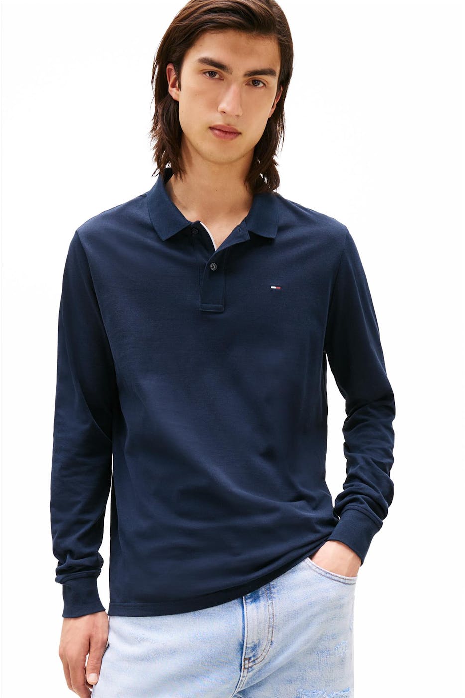 Tommy Jeans - Donkerblauwe Slim Placket polo