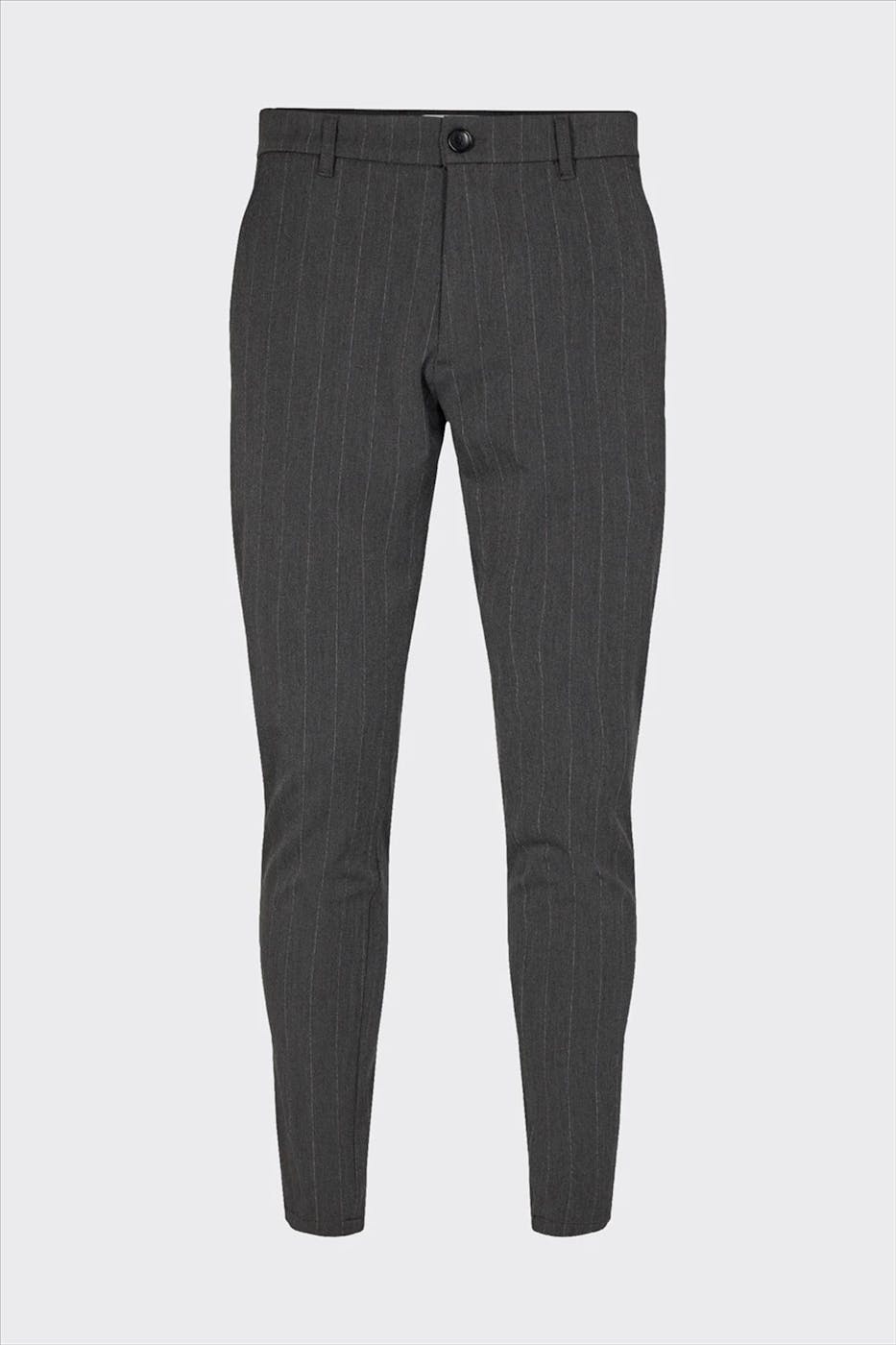 Minimum - Donkergrijze pinstripe Ugge slim broek