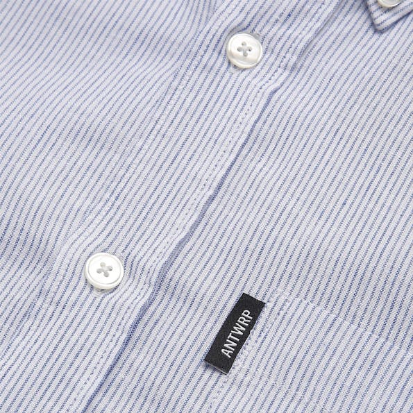 Antwrp - Lichtblauw Striped Linen hemd