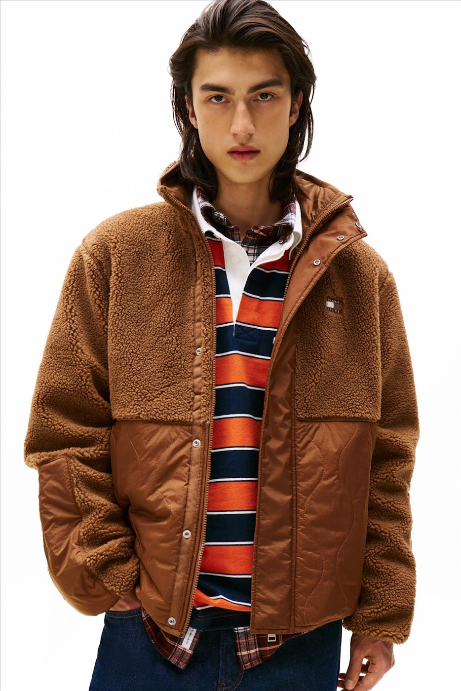 Tommy Jeans - Roestbruine Relaxed Teddy jas