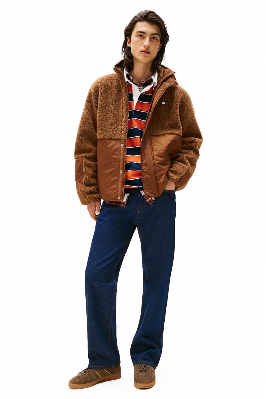 Tommy Jeans - Roestbruine Relaxed Teddy jas