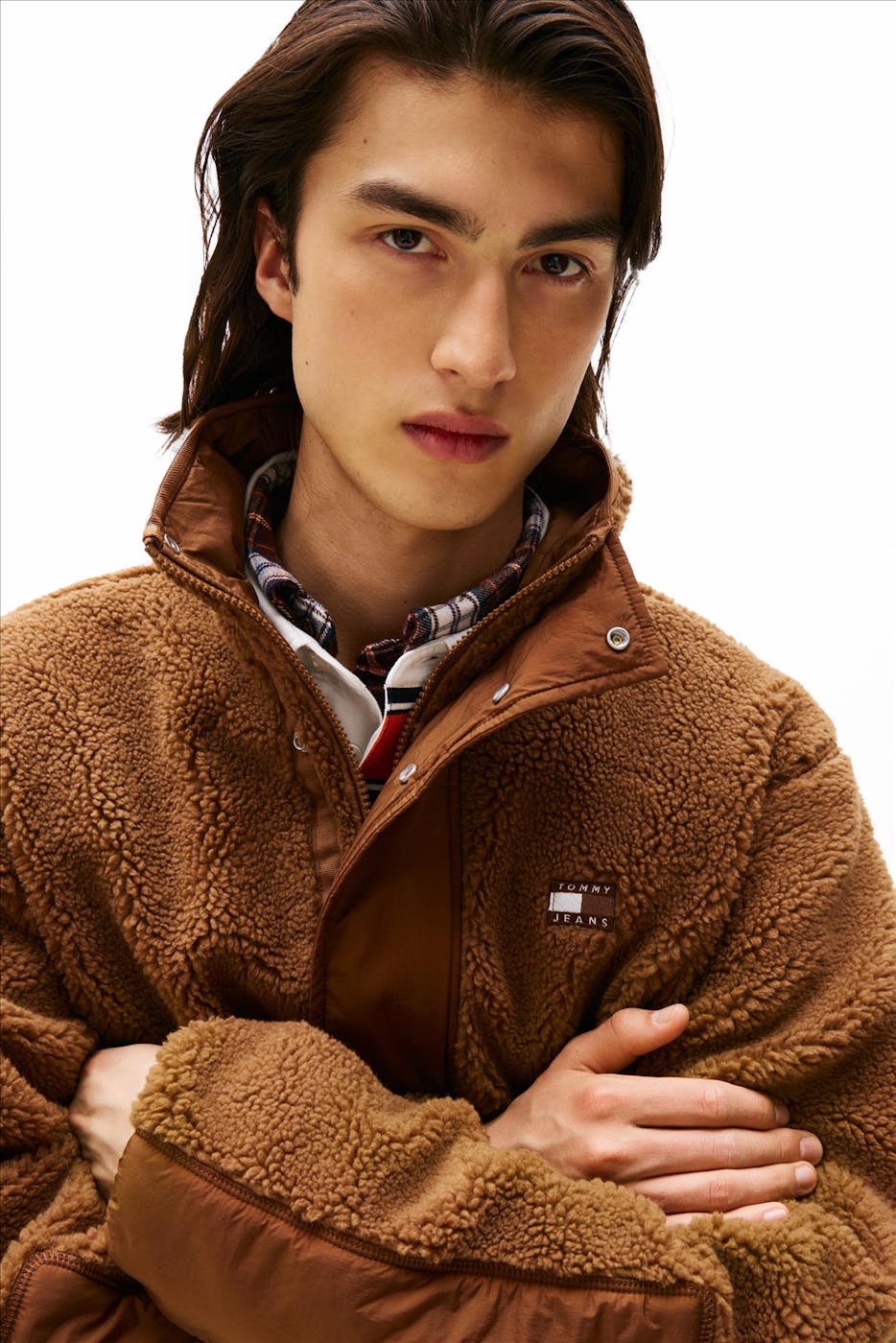 Tommy Jeans - Roestbruine Relaxed Teddy jas