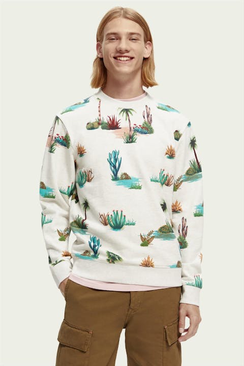 Scotch & Soda - Lichtgrijze Cactus Palm sweater