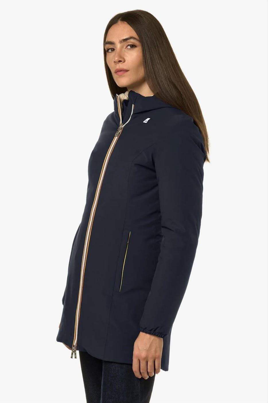 K-Way - Donkerblauwe-Ecru Denise Warm Double jas