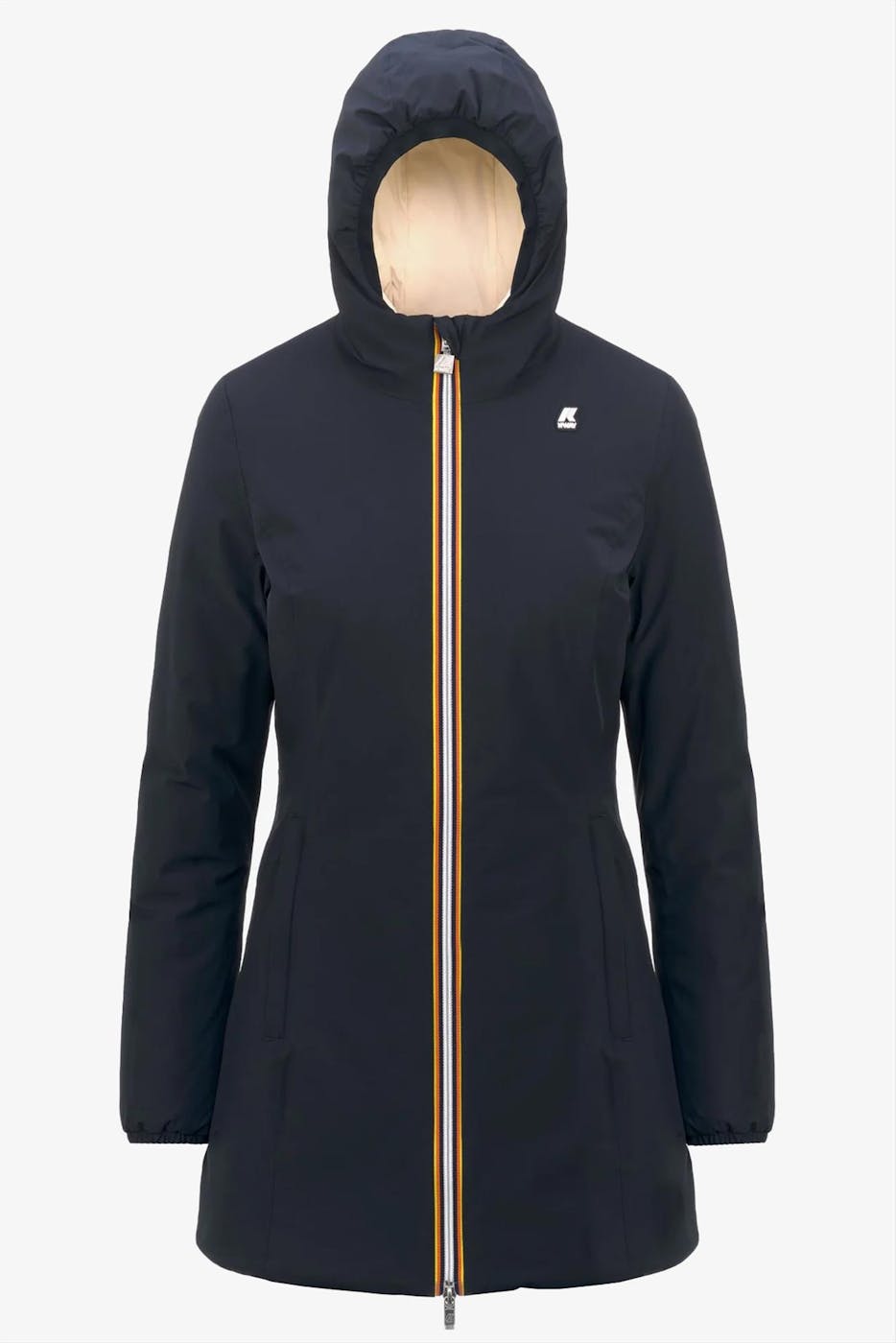 K-Way - Donkerblauwe-Ecru Denise Warm Double jas