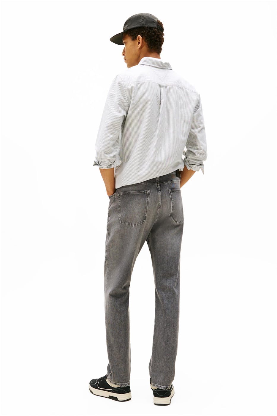 Tommy Jeans - Donkergrijze Ryan slim straight jeans