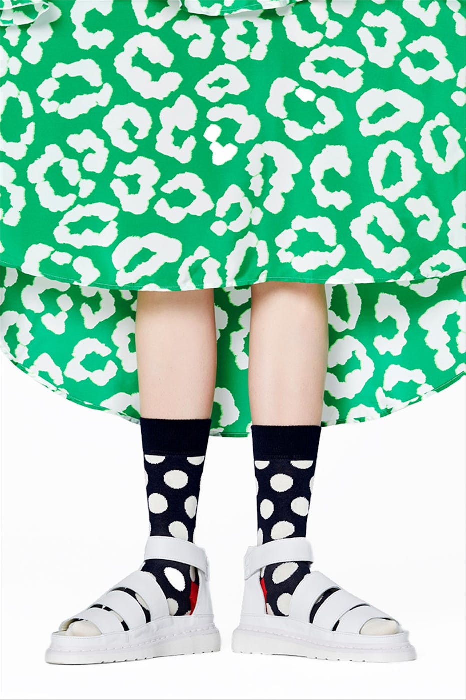 Happy Socks - Zwart-wit-rode Big Dot Crew sokken, maat: 41-46