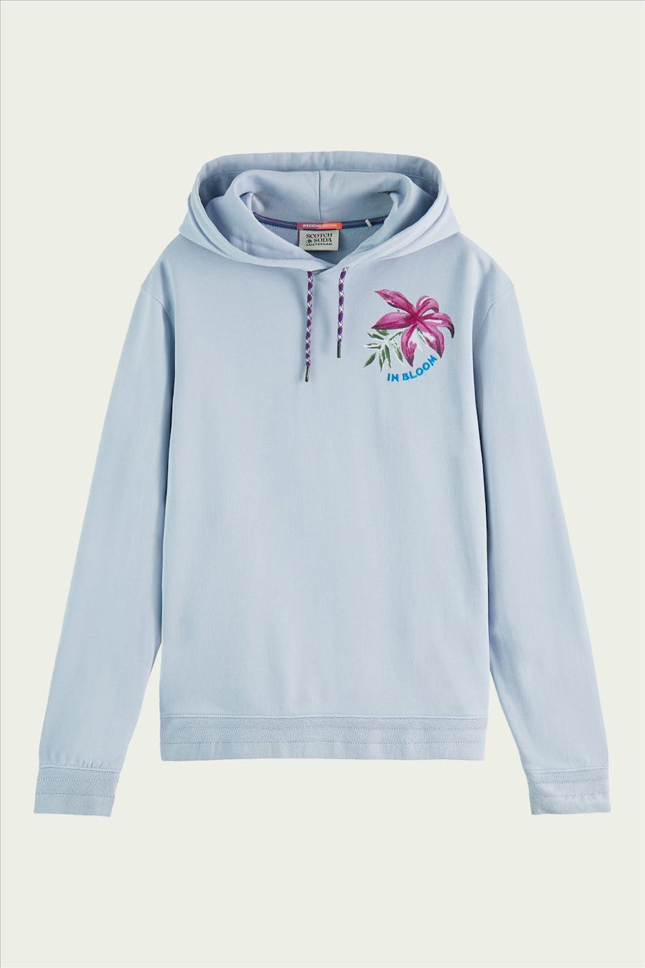 Scotch & Soda - Lichtblauwe Artwork hoodie