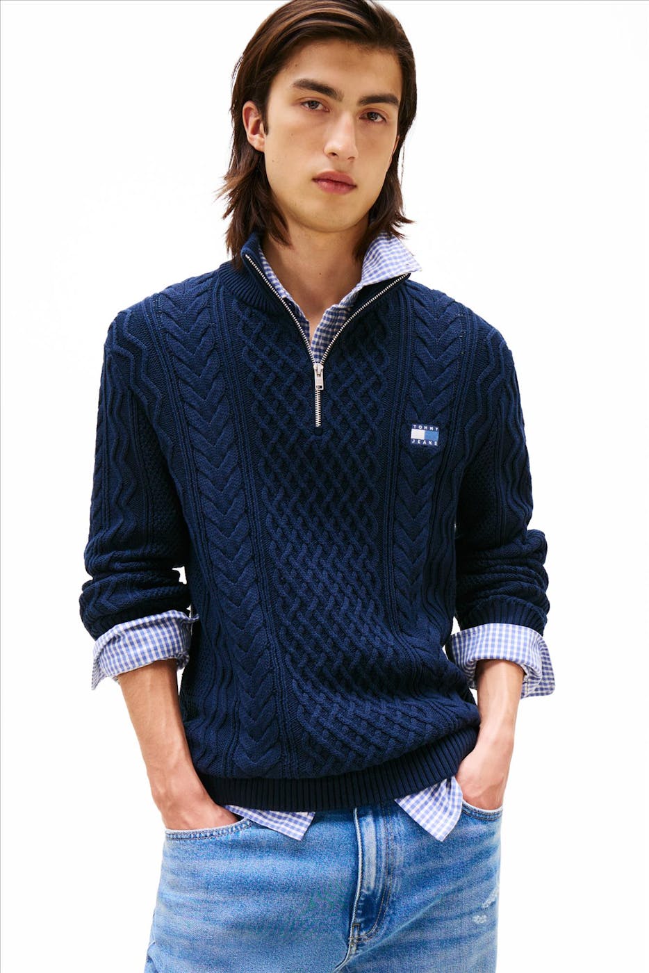 Tommy Jeans - Donkerblauwe Badge Cable trui