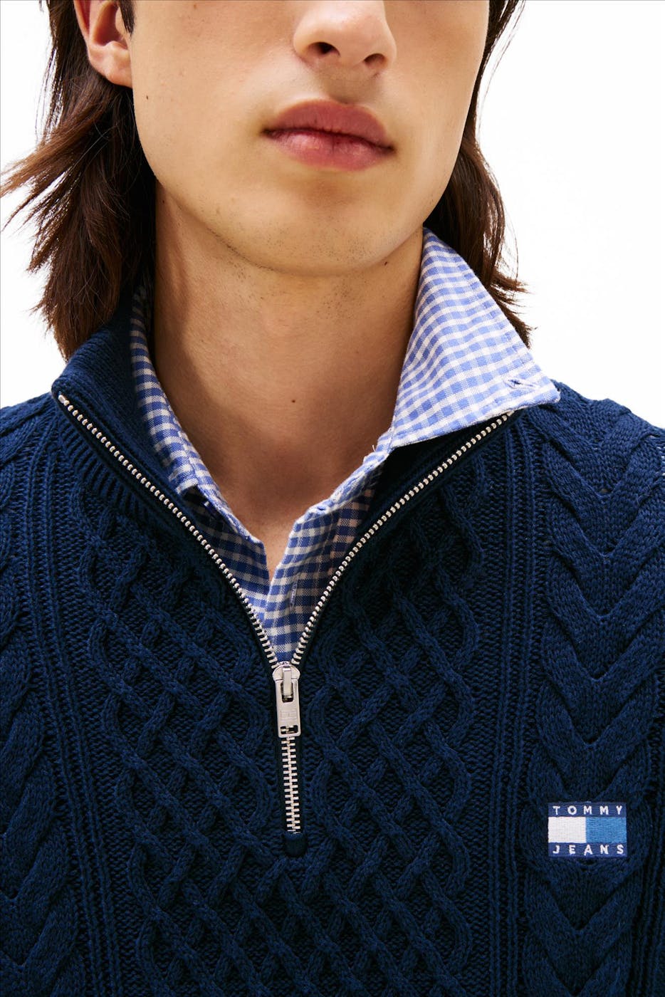 Tommy Jeans - Donkerblauwe Badge Cable trui