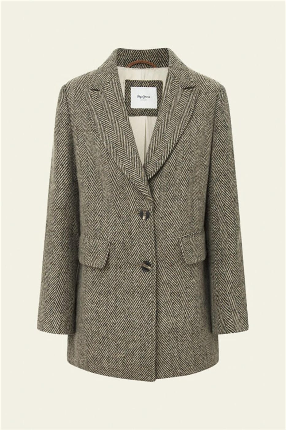 Pepe Jeans London - Taupe-Bruine Herringbone blazer