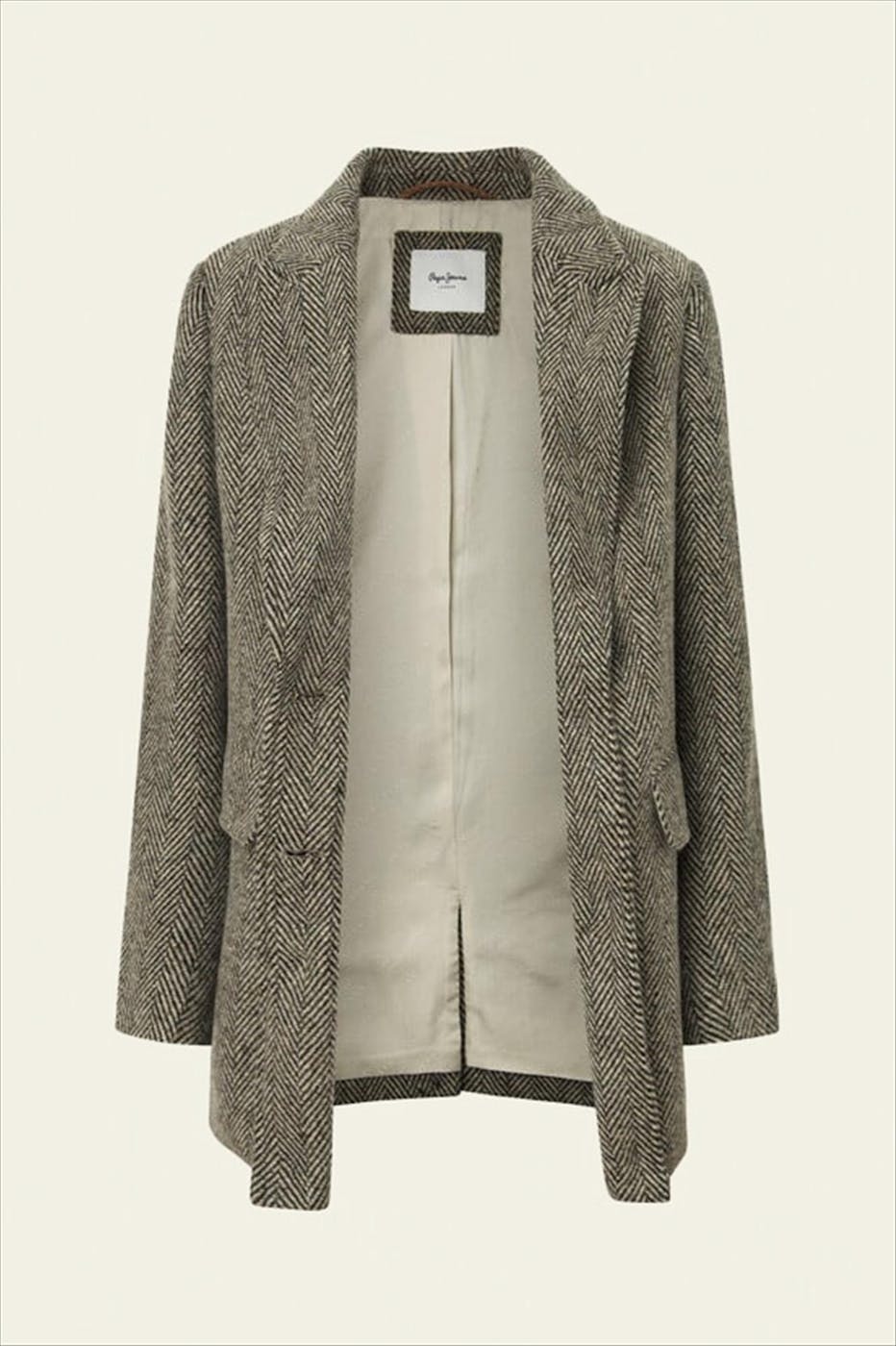 Pepe Jeans London - Taupe-Bruine Herringbone blazer