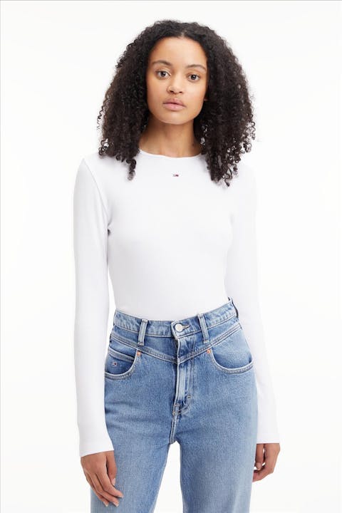 Tommy Jeans - Witte Ribbed Essential longsleeve