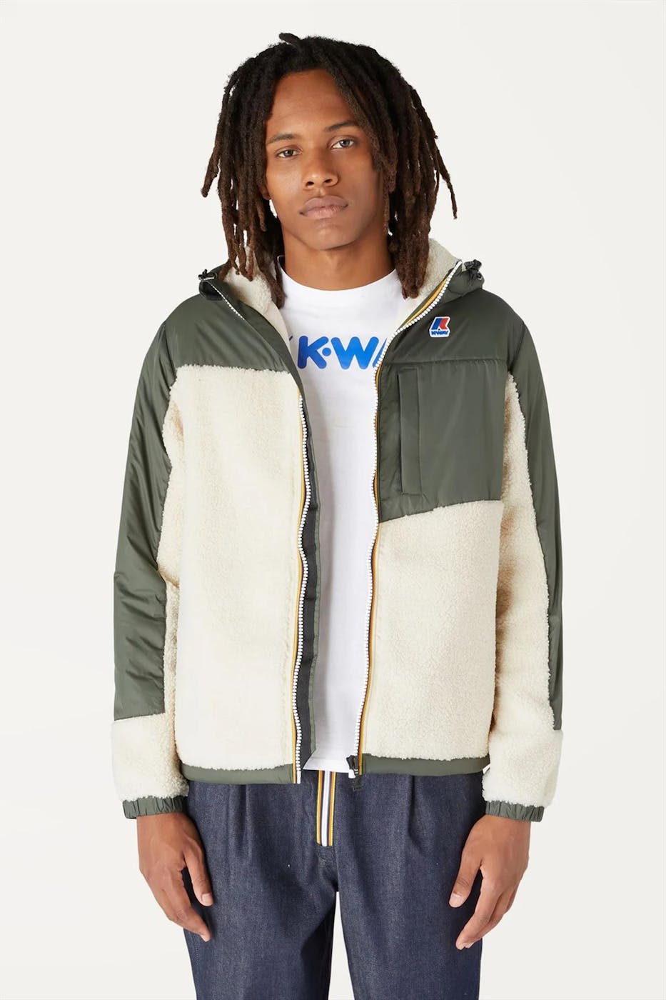 K-Way - Ecru-kaki Le Vrai Neige Orsetto jas