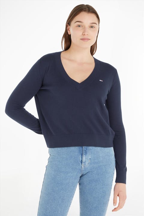 Tommy Jeans - Donkerblauwe Essential V-neck trui