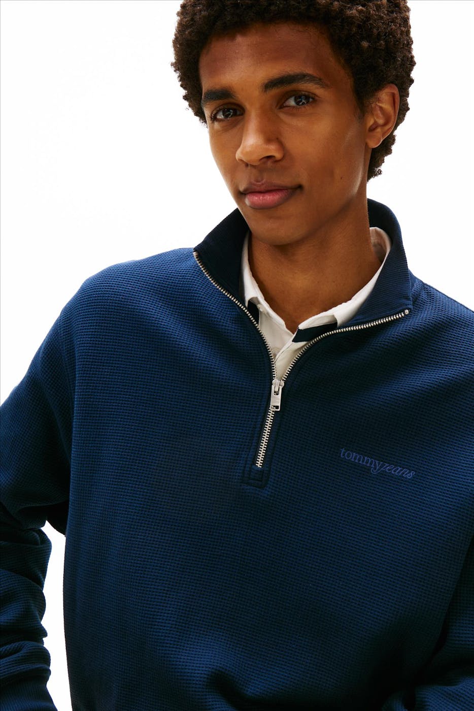 Tommy Jeans - Donkerblauwe Waffle Script sweater