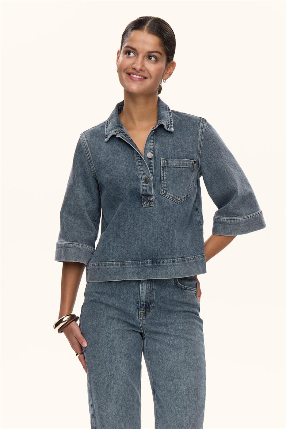 Nümph - Grijsblauw Totonto jeanshemd