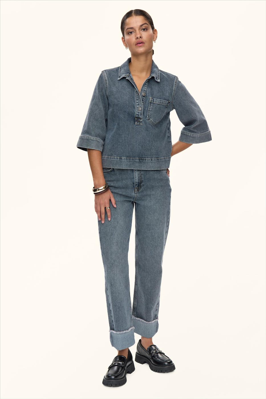 Nümph - Grijsblauw Totonto jeanshemd