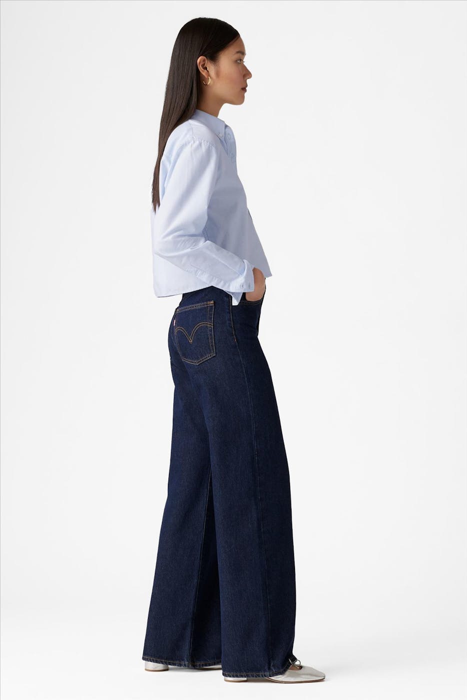 Levi's - Donkerblauwe Ribcage wide jeans
