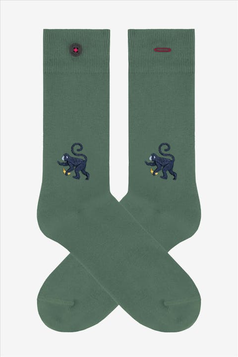 A'dam - Mintgroene Banana Monkey sokken, maat: 41-46