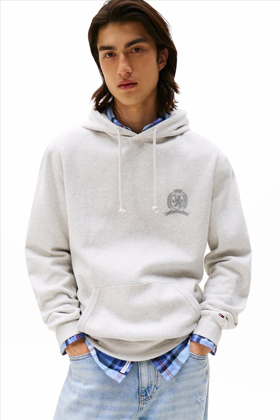 Tommy Jeans - Lichtgrijze Heritage hoodie