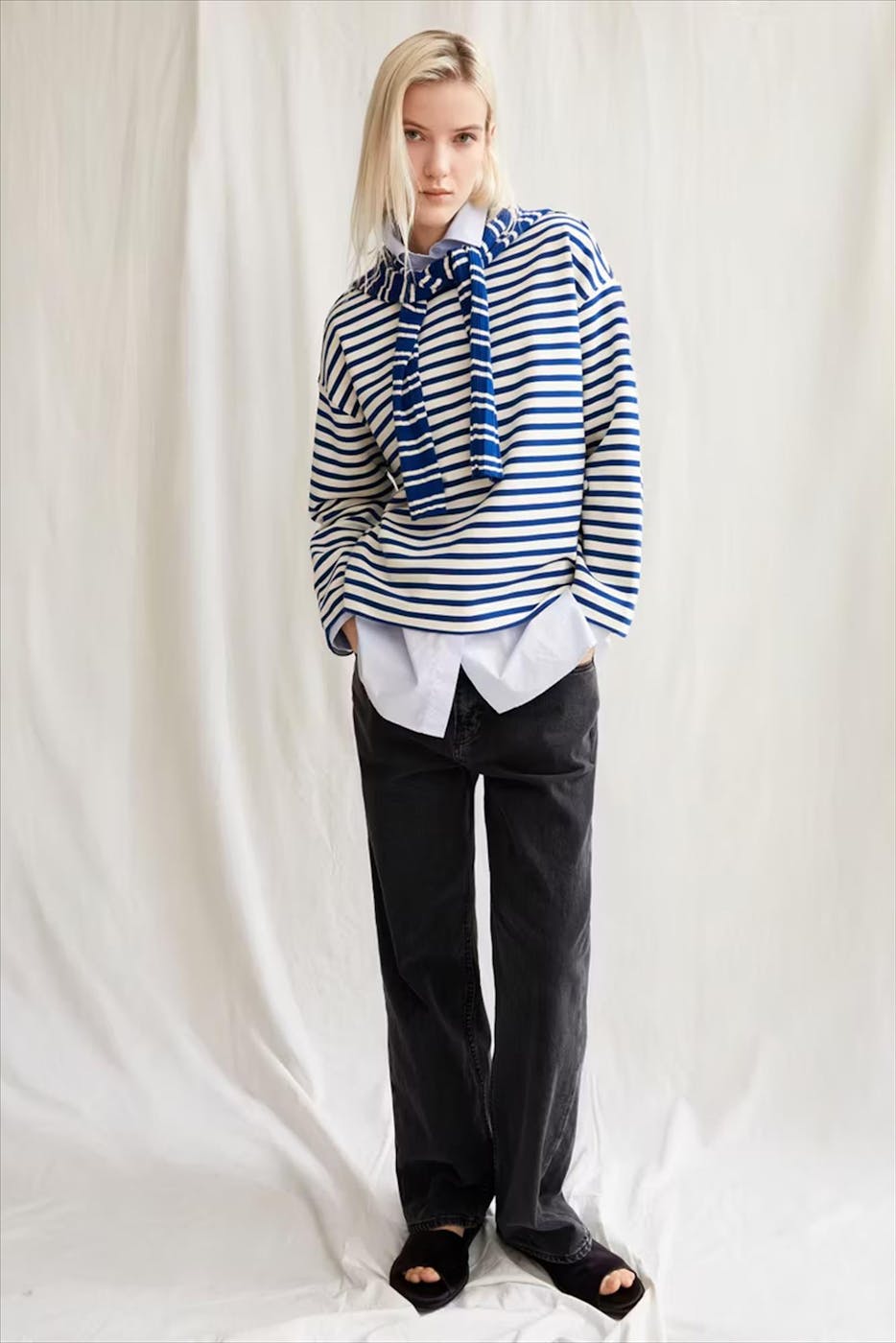 Armed Angels - Ecru-Kobaltblauwe Frankaa Maarlen sweater