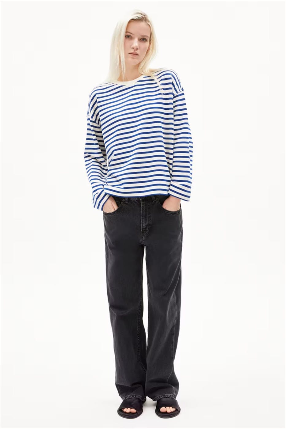 Armed Angels - Ecru-Kobaltblauwe Frankaa Maarlen sweater