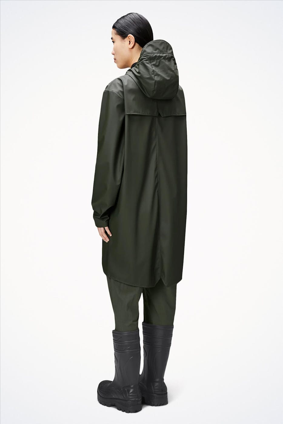 RAINS - Legergroene Long Jacket regenjas