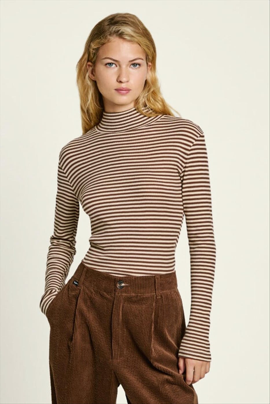 Pepe Jeans London - Ecru-Bruine Elif longsleeve