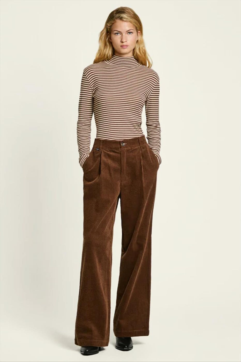 Pepe Jeans London - Ecru-Bruine Elif longsleeve