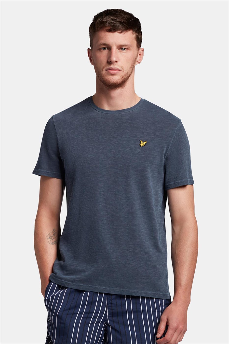 Lyle & Scott - Grijsblauwe Slub T-shirt