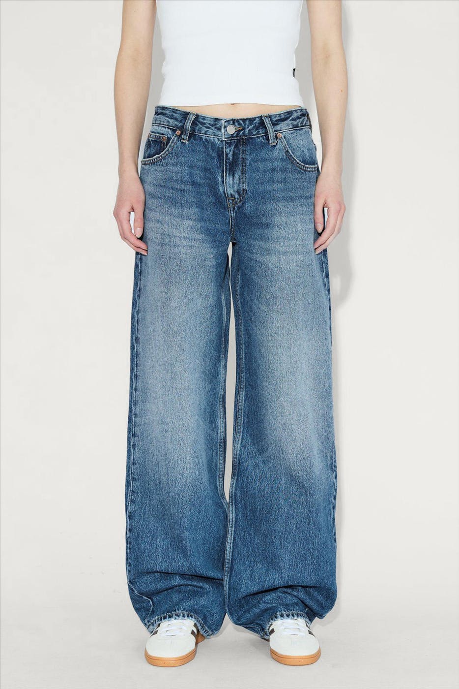 Dr. Denim - Donkerblauwe Hill wide straight jeans
