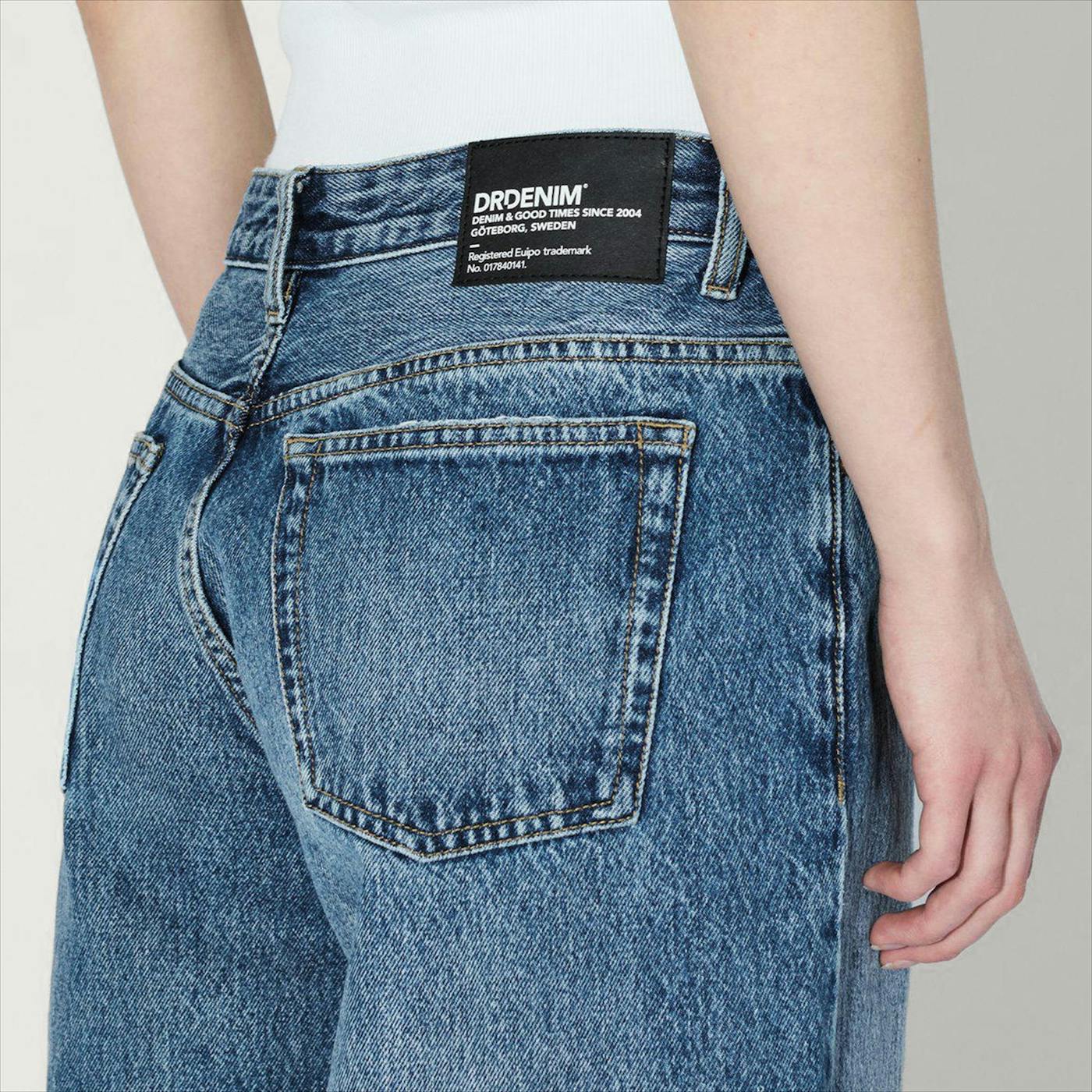 Dr. Denim - Donkerblauwe Hill wide straight jeans
