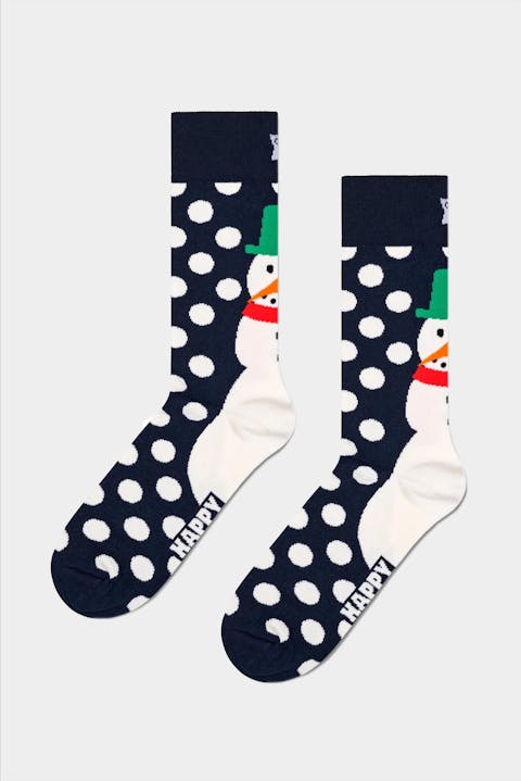Happy Socks - Donkerblauwe Jumbo Snowman sokken, maat 41-46