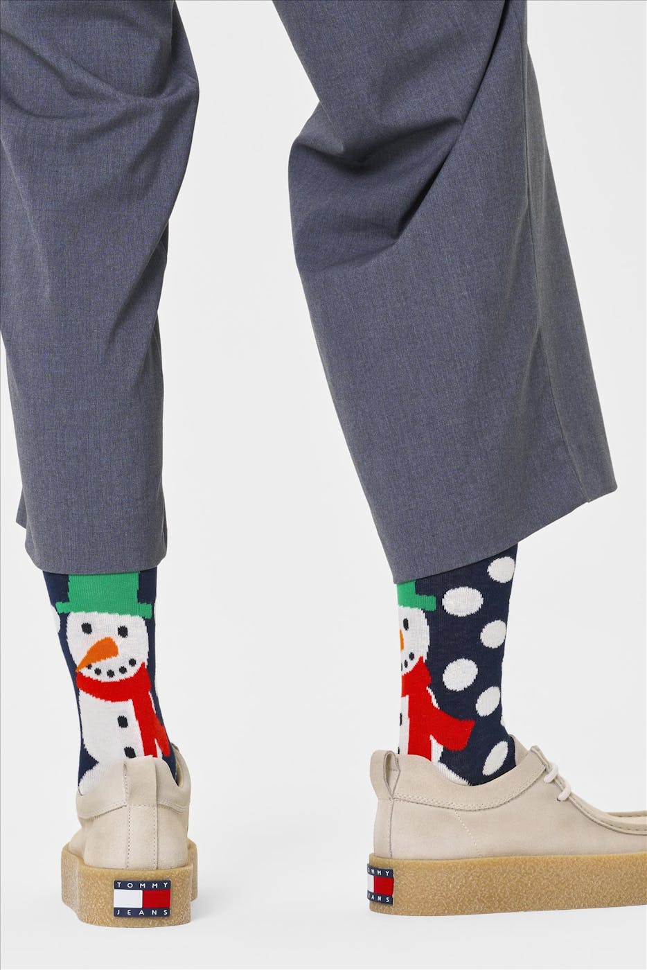 Happy Socks - Donkerblauwe Jumbo Snowman sokken, maat 41-46