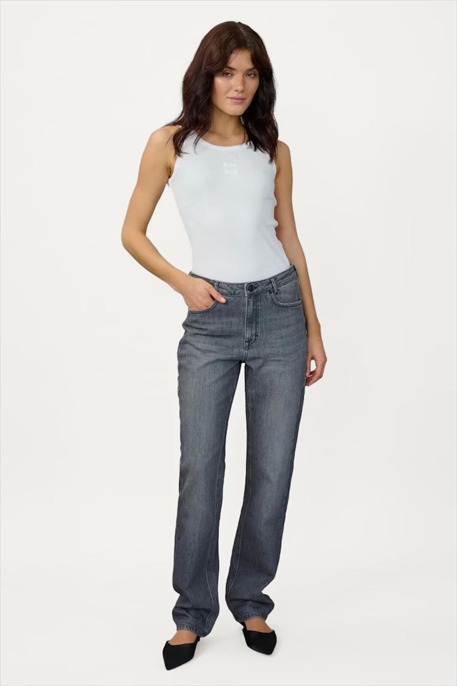My Essential Wardrobe - Grijze Isa straight jeans