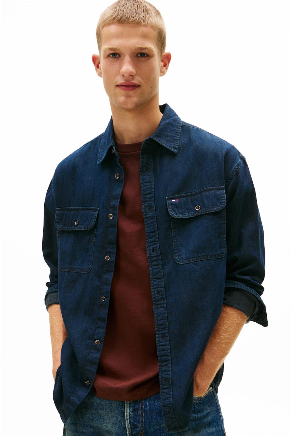 Tommy Jeans - Donkerblauw Relaxed Denim hemd