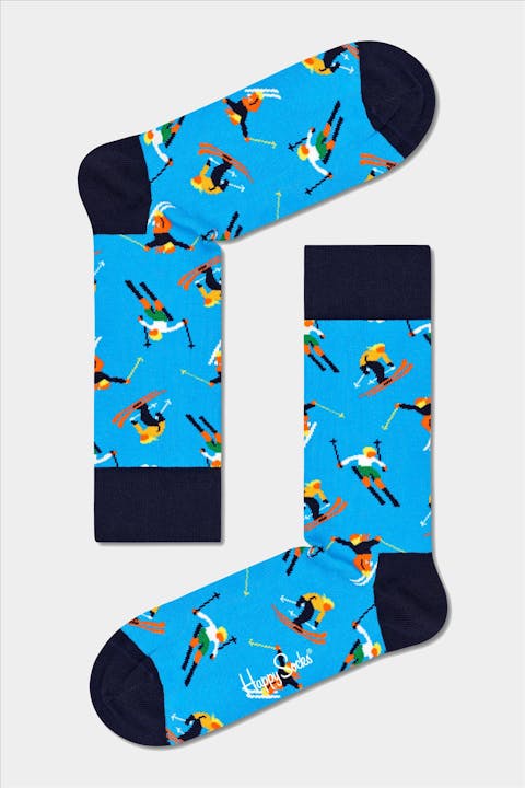 Happy Socks - Blauw-Zwarte Skiing Sokken, maat 36-40
