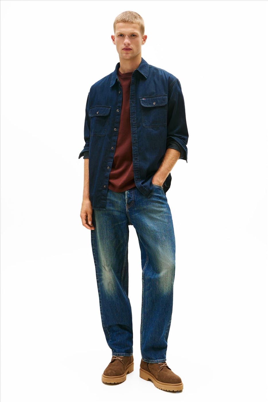 Tommy Jeans - Donkerblauw Relaxed Denim hemd