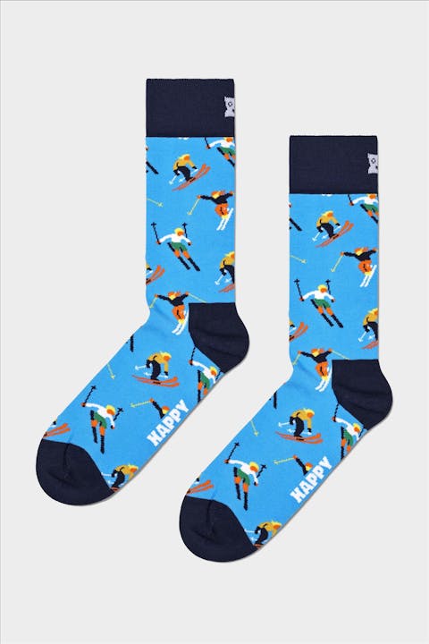 Happy Socks - Blauw-Zwarte Skiing Sokken, maat: 41-46