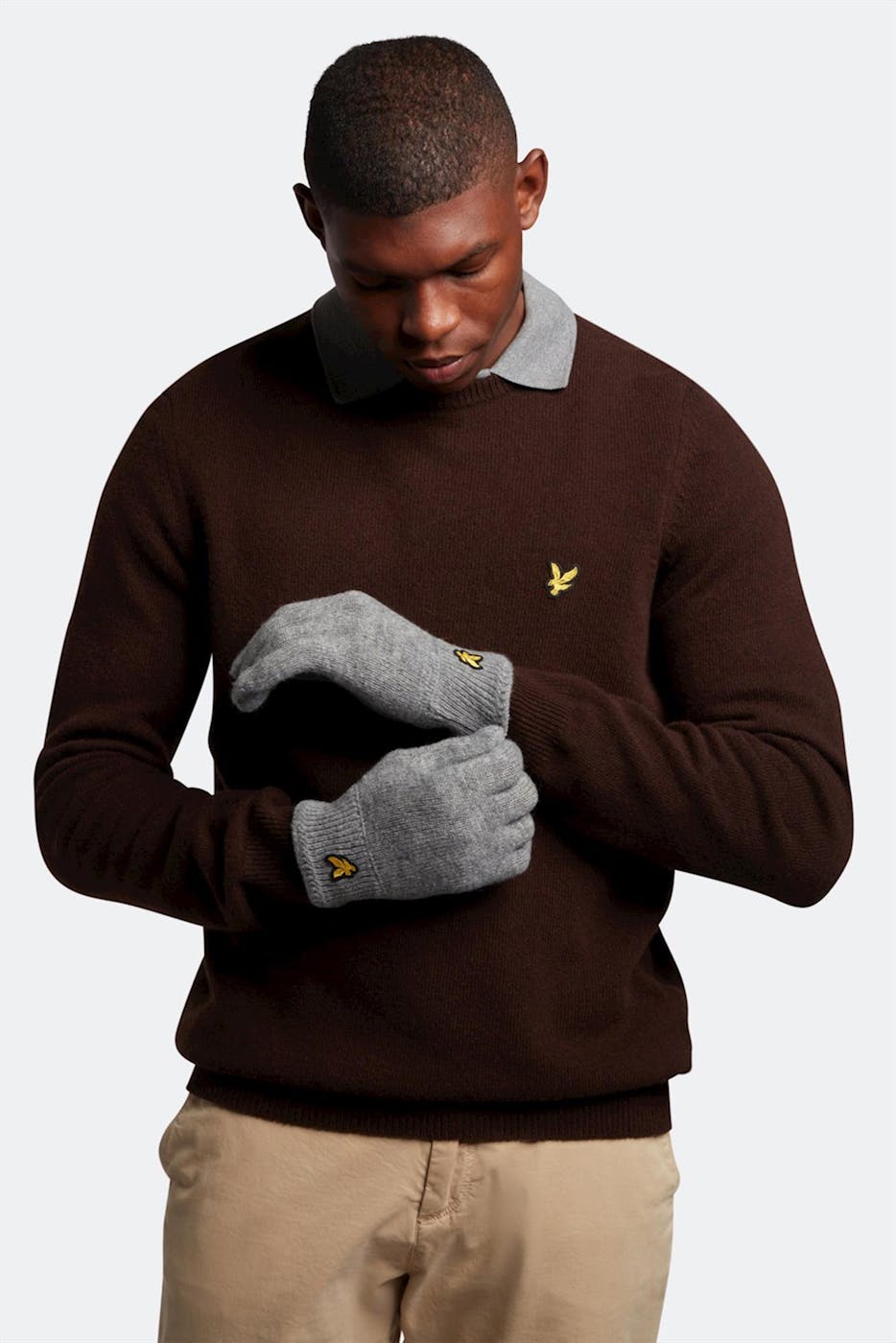 Lyle & Scott - Grijze Racked Rib handschoenen
