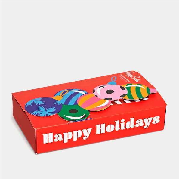 Happy Socks - Rood-groen-multicolour Baubles 2 pack Gift Box Sokken, maat 41-46