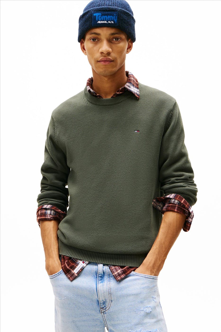 Tommy Jeans - Olijfgroene Slim Ess trui