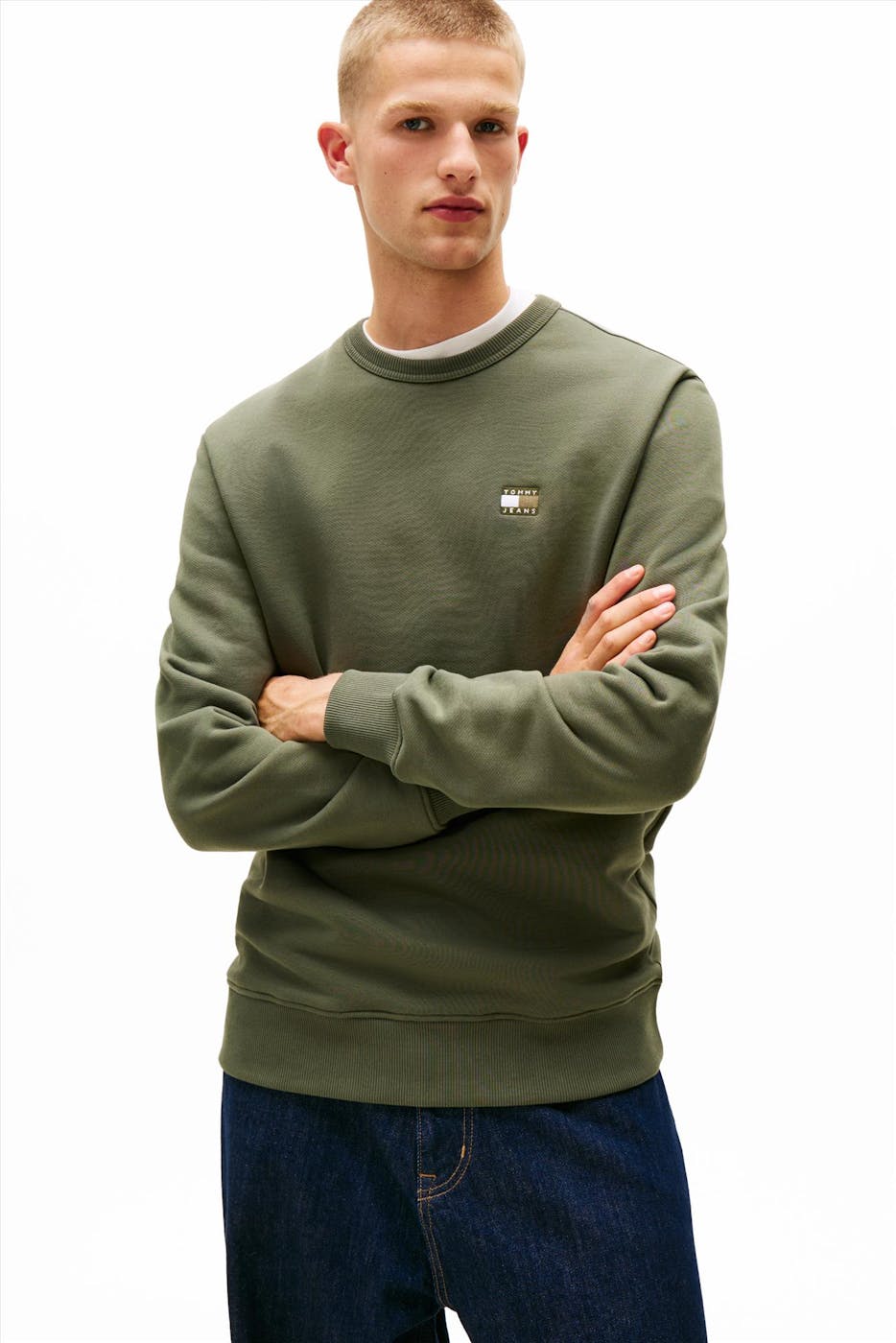 Tommy Jeans - Olijfgroene Regular Badge sweater